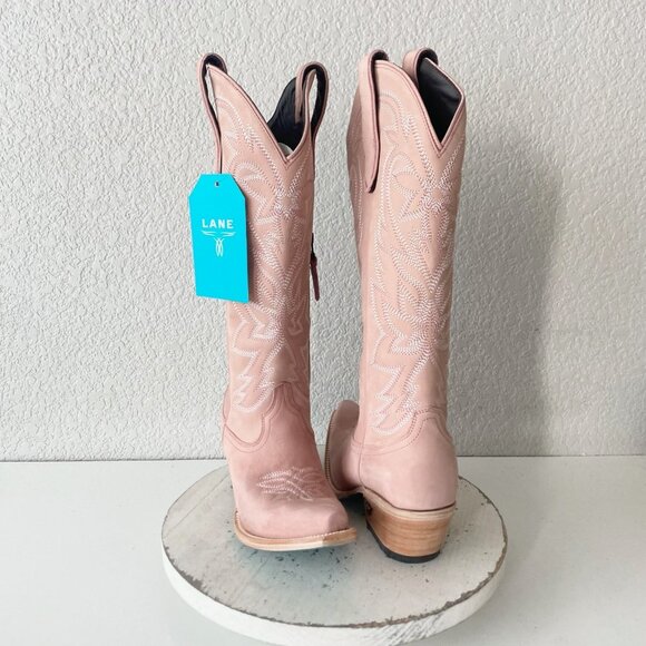 Lane SMOKESHOW Womens Cowboy Boots 6 Pink Leather Western Cowgirl Mid Calf Tall - Picture 1 of 11